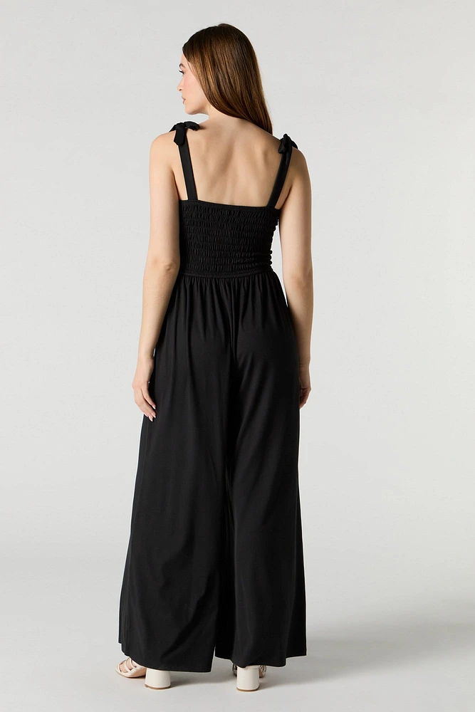 Smocked Wide Leg Jumpsuit