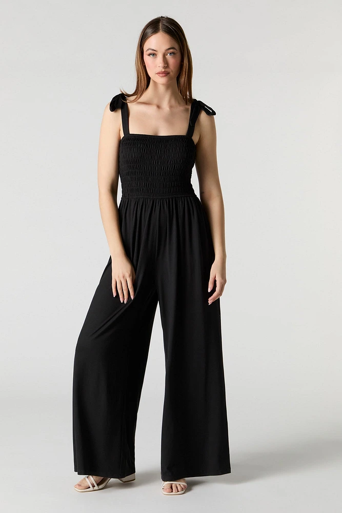 Smocked Wide Leg Jumpsuit