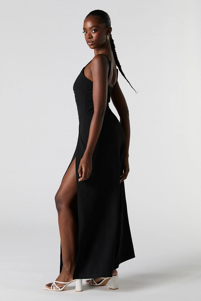Twist Front Slit Leg Jumpsuit