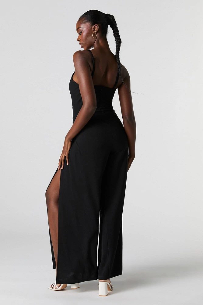Twist Front Slit Leg Jumpsuit