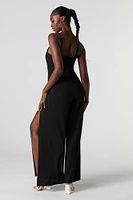 Twist Front Slit Leg Jumpsuit
