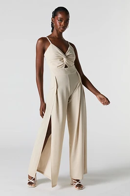 Twist Front Slit Leg Jumpsuit
