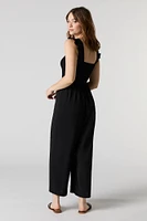 Smocked Flutter Strap Wide Leg Jumpsuit