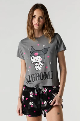 Ensemble pyjama avec t-shirt et short en peluche à imprimé Hello Kitty & Friends