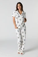 Ensemble-pyjama deux piÃ¨ces Ã  haut boutonnÃ© avec col et pantalon