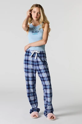 Graphic Tank & Plush Printed Pant 2 Piece Pajama Set