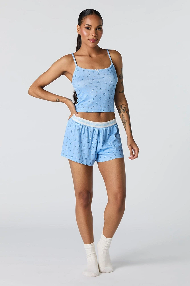 Pointelle Knit Tank & Short 2 Piece Pajama Set
