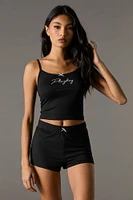 Playboy Print Lace Trim Tank & Short 2 Piece Pajama Set