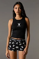 Ensemble-pyjama deux pièces camisole et short coupe garçonne à imprimé Playboy