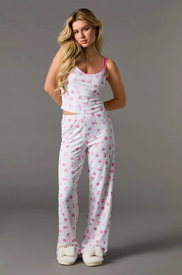 Ensemble pyjama avec débardeur côtelé doux à imprimé Playboy et pantalon