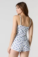 Lace Trim Tank & Short 2 Piece Pajama Set