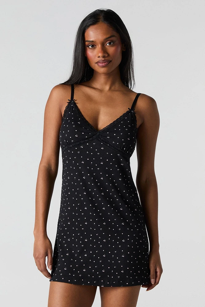Lace Trim Pajama Dress