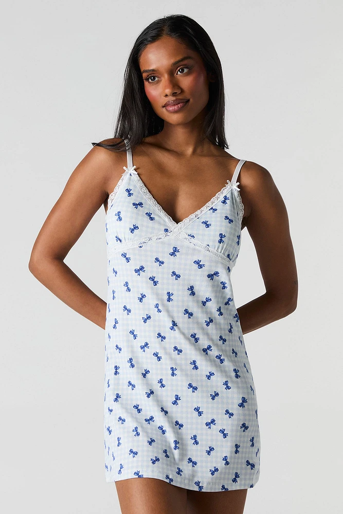 Lace Trim Pajama Dress