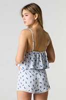 Lace Trim Babydoll Cami & Short 2 Piece Pajama Set