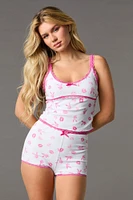 Ensemble pyjama avec débardeur côtelé doux à imprimé Playboy et short