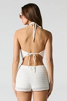 Short crocheté à taille coulissante