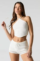 Short crocheté à taille coulissante
