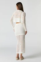 Jupe midi avec fente en tricot ouvert