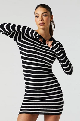 Striped Long Sleeve Sweater Dress