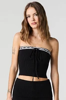 Ribbed Knit Lace Trim Tube Top