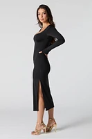 Robe midi Contour Ã  manche longue et fente