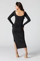 Contour Long Sleeve Slit Midi Dress