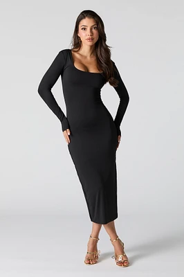 Contour Long Sleeve Slit Midi Dress