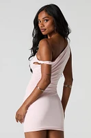 Contour Off Shoulder Ruched Mini Dress