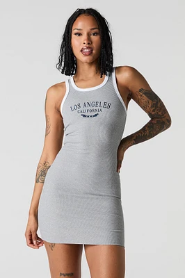 Minirobe camisole côtelée à broderie City