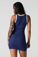 City Embroidered Ribbed Mini Tank Dress