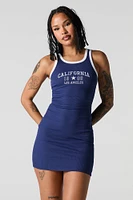 City Embroidered Ribbed Mini Tank Dress