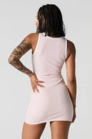 City Embroidered Ribbed Mini Tank Dress