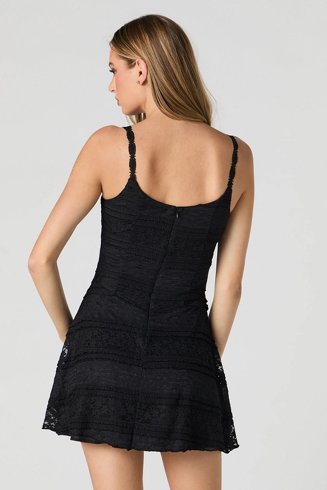 Lace Scoop Neck Mini Dress