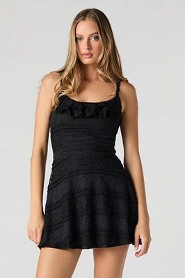 Lace Scoop Neck Mini Dress