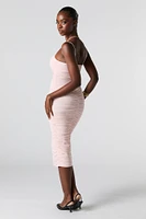 Mesh Ruched Bustier Midi Dress