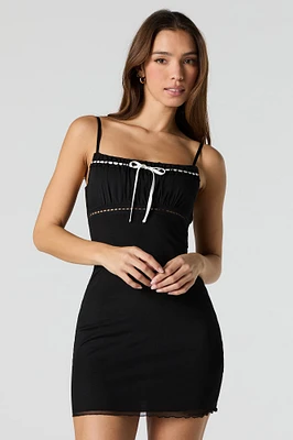 Mesh Bow Front Mini Dress