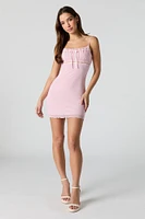 Mesh Bow Front Mini Dress