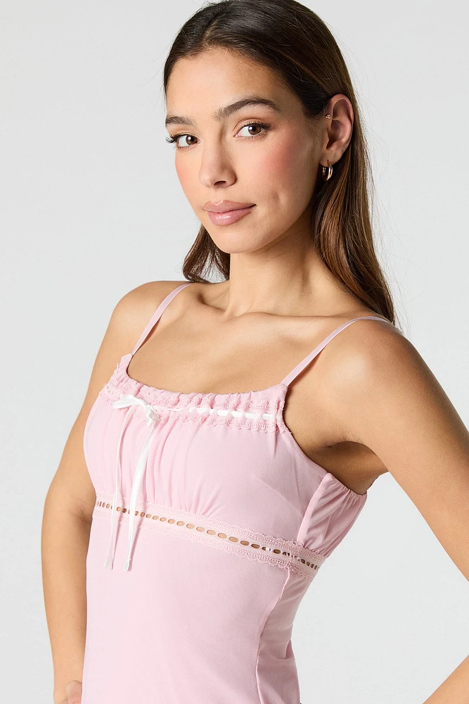 Mesh Bow Front Mini Dress