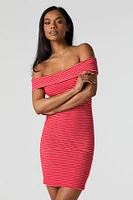 Ribbed Off Shoulder Bodycon Mini Dress