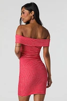 Ribbed Off Shoulder Bodycon Mini Dress