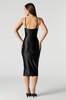 Satin Bustier Bodycon Midi Dress