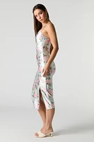 Satin Bustier Bodycon Midi Dress