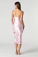 Satin Bustier Bodycon Midi Dress