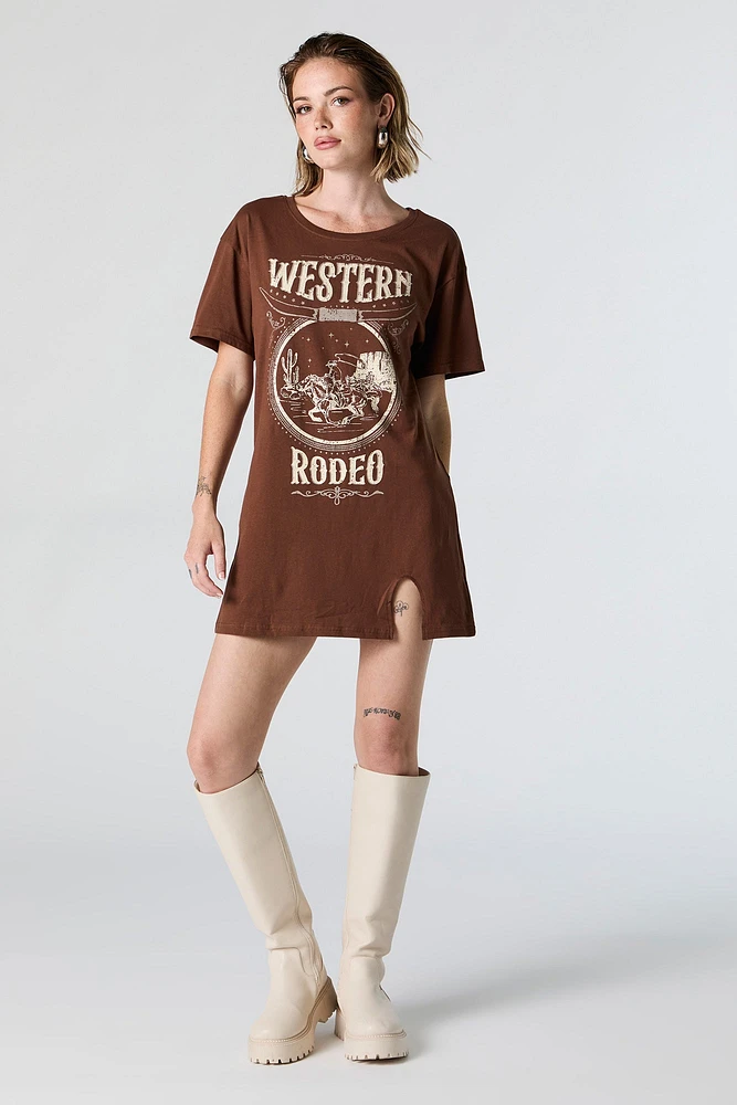 Western Rodeo Graphic T-Shirt Dress