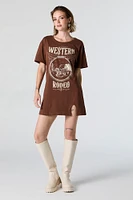Western Rodeo Graphic T-Shirt Dress