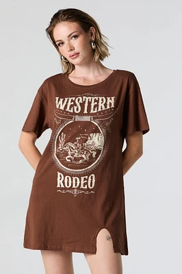 Western Rodeo Graphic T-Shirt Dress