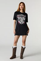Western Graphic Mini T-Shirt Dress