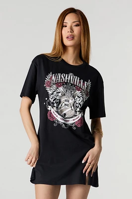 Western Graphic Mini T-Shirt Dress