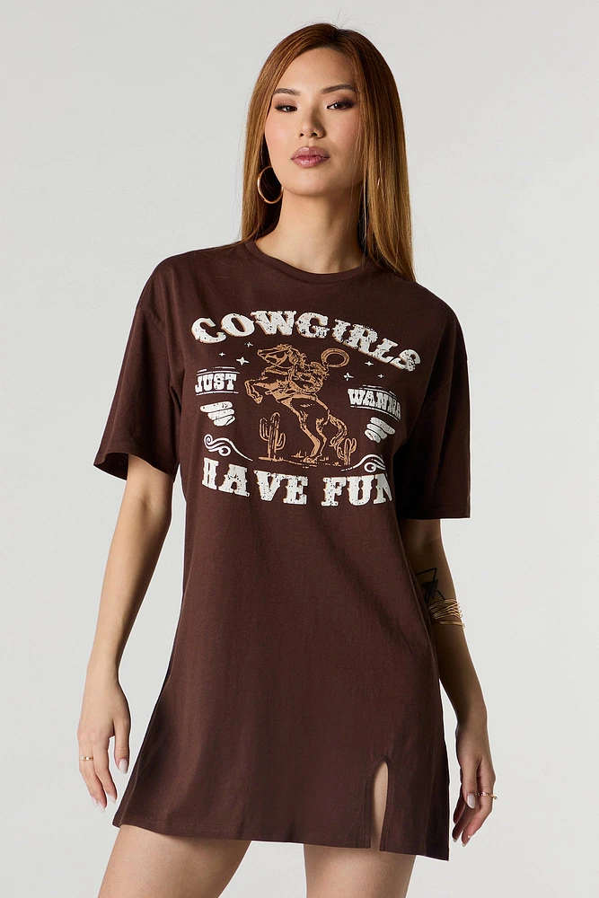 Western Graphic Mini T-Shirt Dress