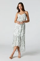 Robe midi asymétrique fleurie en chiffon